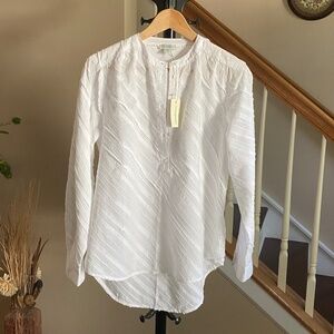 Sundance Snow Cottonwood Henley Blouse Textured Cotton NWOT Size Small